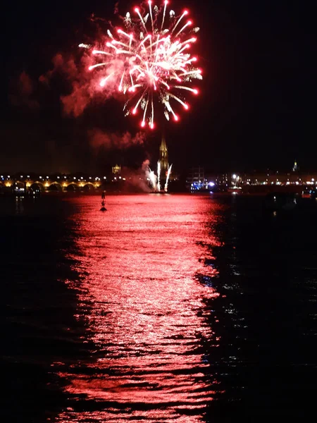 Fireworks in Bordeaux France — Stock Photo, Image