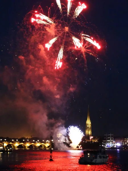 Fireworks in Bordeaux France — Stock Photo, Image