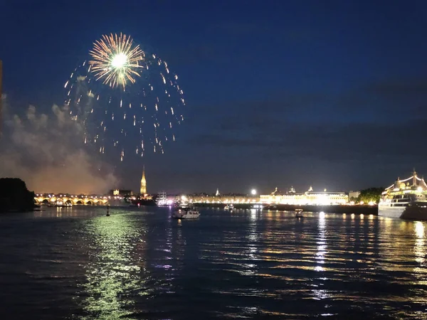 Fireworks in Bordeaux France — Stock Photo, Image