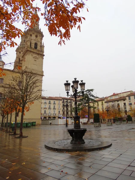 Plaza Del Mercado Ciudad Histórica Logrono España Con Edificios Medievales —  Fotos de Stock