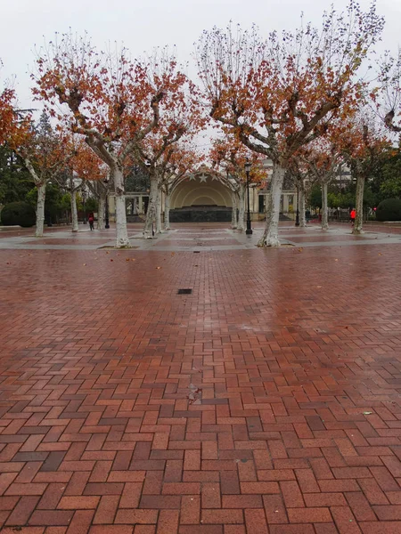 Espolon Promenade Mit Muschelkioskat Zurück Logrono Spanien Herbstblätter — Stockfoto