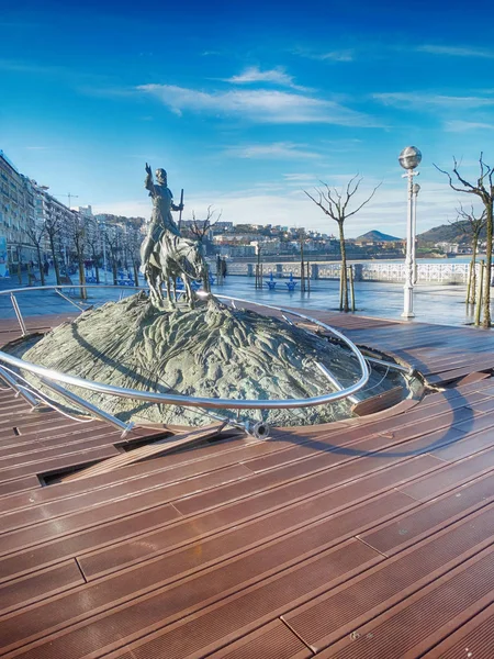 Quichote Skulptur San Sebastián Baskenland Cervantes Berühmten Schriftsteller Tribute Februar — Stockfoto