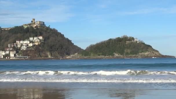 Beach Concha Waves San Sebastian Basque Country Spain — Stock Video