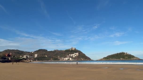 Plażę Concha San Sebastian Kraj Basków Hiszpania Panorama — Wideo stockowe