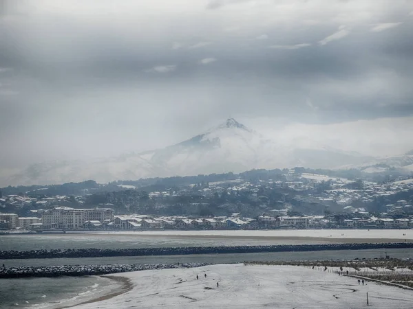 Snow at Txingudi BayFrance Spain Border