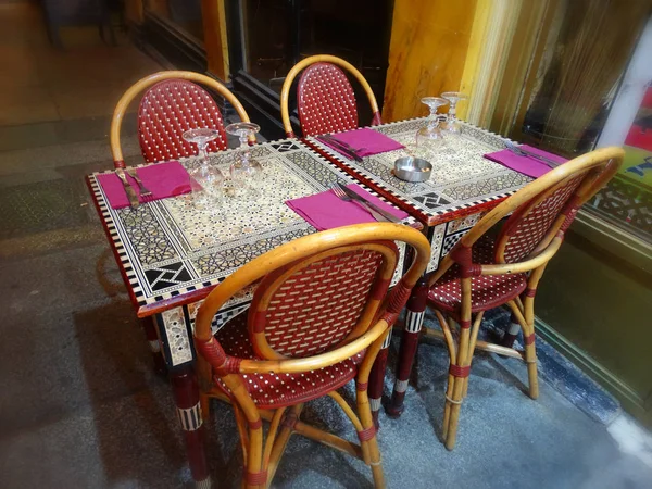 Французький Ресторан Бістро Стиль Таблиці — стокове фото