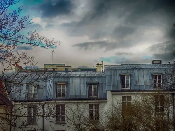 Картины Видом Париж Монматре — стоковое фото