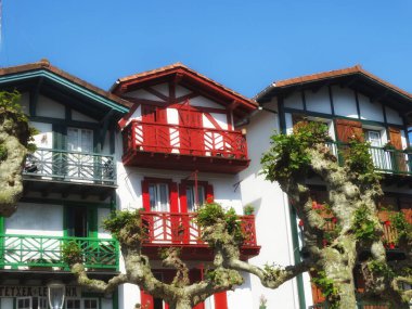 Colored Houses in Hondarribia Village Basque Country clipart
