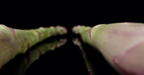 Fresh Asparagus green long vegetable super macro close up — Stock Video