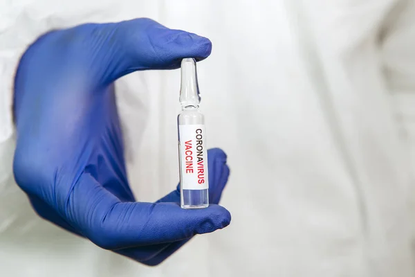 Doctor Holding Test Tube Coronavirus Vaccine White Background Vaccine Covid — Stock Photo, Image
