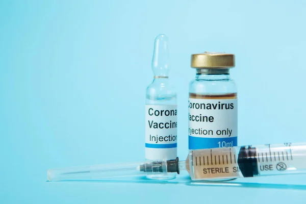 Coronavirus Vaccine / Corona virus Vaccine concept with syringe. Vaccine Concept of fight against coronavirus.