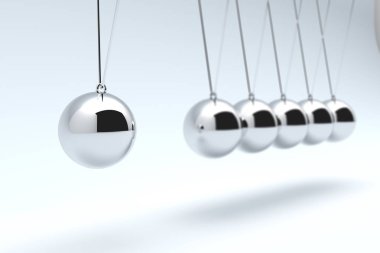 Newton'un beşiği, zaman beşik. 3D çizim