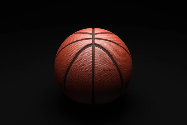 Basketball auf schwarzem Hintergrund. 3D-Illustration — Stockfoto