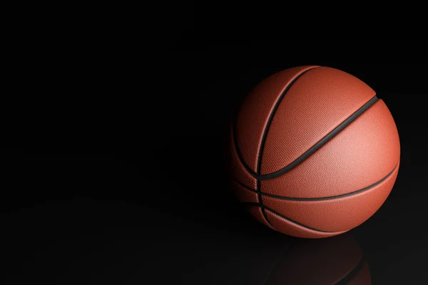 Basketball auf schwarzem Hintergrund. 3D-Illustration — Stockfoto