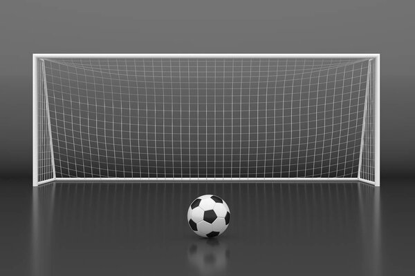 Soccer goal with ball. 3D illustration