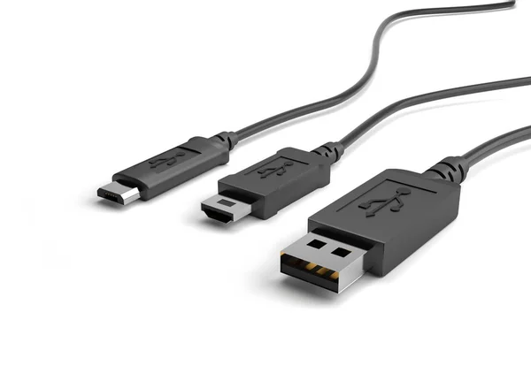 3D illustratie Usb kabel pluggen op witte achtergrond. — Stockfoto