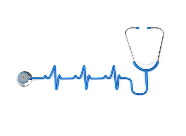 3D Illustration Stethoscope with Heart Beat on white background. — Stock Photo, Image