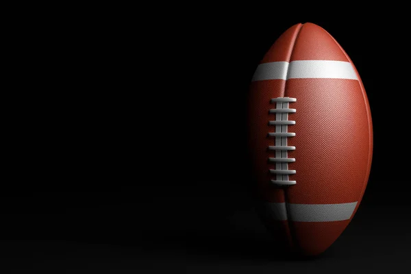 American Football auf schwarzem Hintergrund. 3D-Illustration — Stockfoto