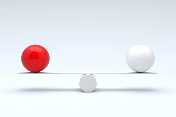 Balanceamento de bolas, conceito equilibrado. Ilustração 3D — Fotografia de Stock
