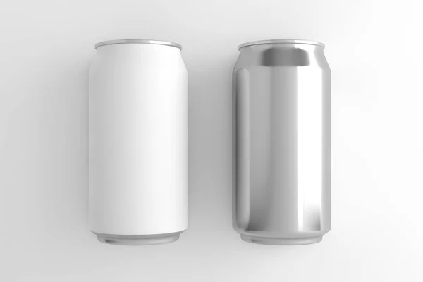 白缶し、銀の缶します。3 d イラストレーション — ストック写真