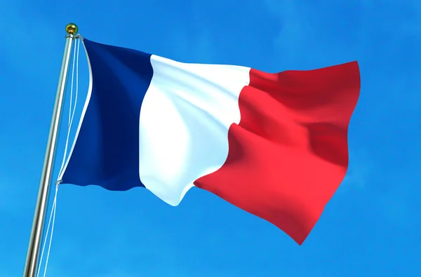 Drapeau de France sur le fond du ciel. Illustration 3D — Photo