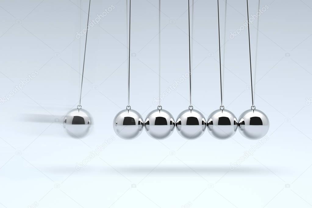 Newton's Cradle, Time cradle. 3D illustration