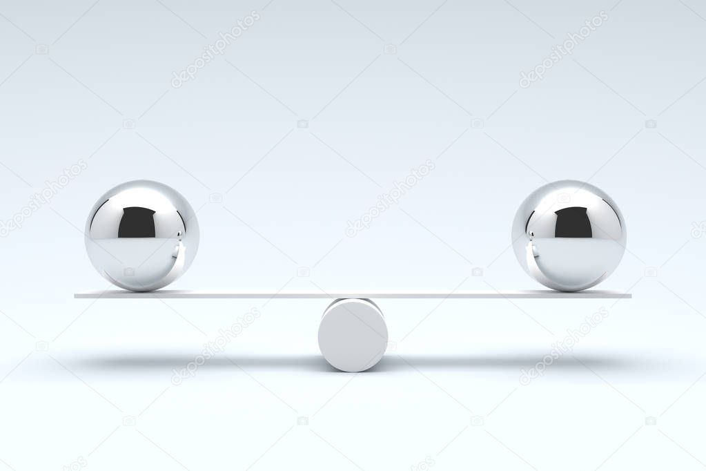 Balls balancing, Balanced concept. 3D illustration