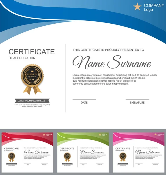 Modèle de certificat vectoriel . — Image vectorielle