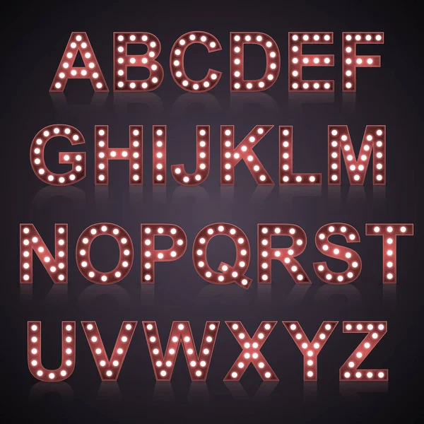 Alphabet-Set mit Glühbirnen, Vektor — Stockvektor