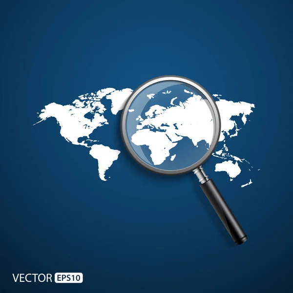 Koncepcja Globalnego Wyszukiwania Powiększyć Glass Vector — Wektor stockowy