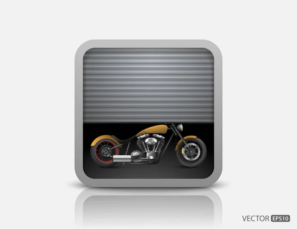 Moto Detrás Puerta Del Garaje Vector — Vector de stock