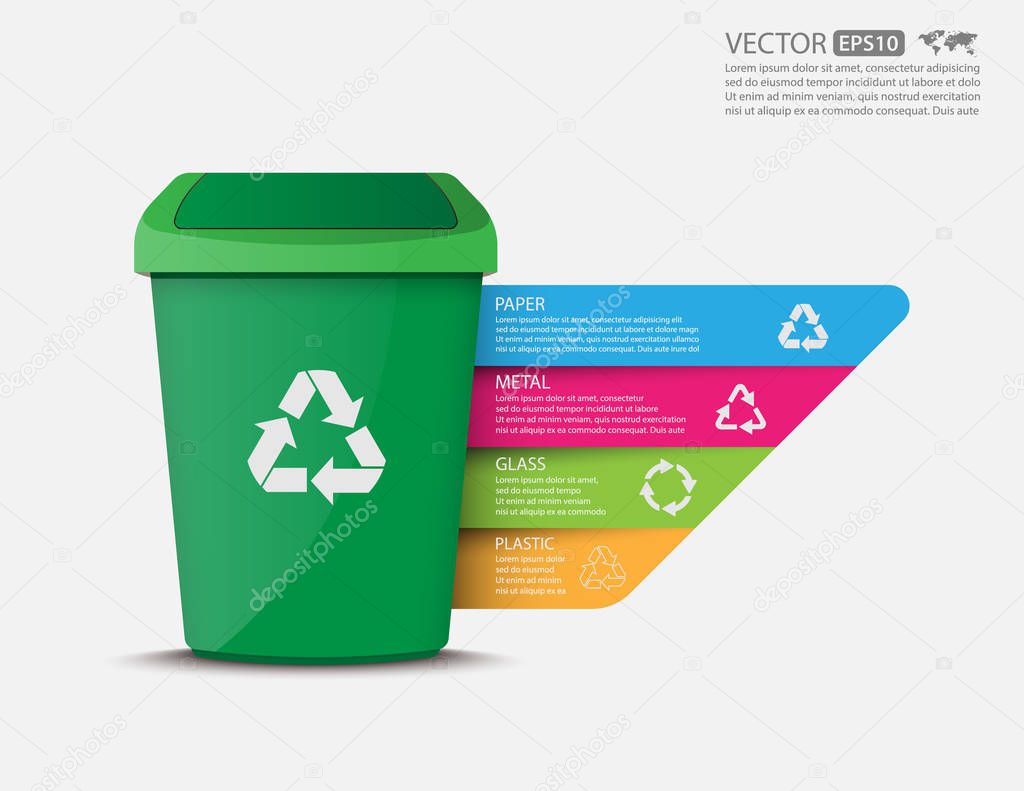Recycle bins infographic.vector