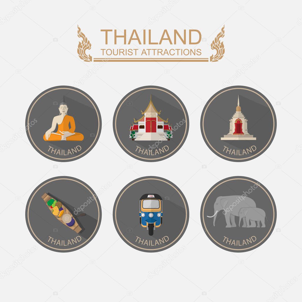 Set of icon Travel Thailand .Vector