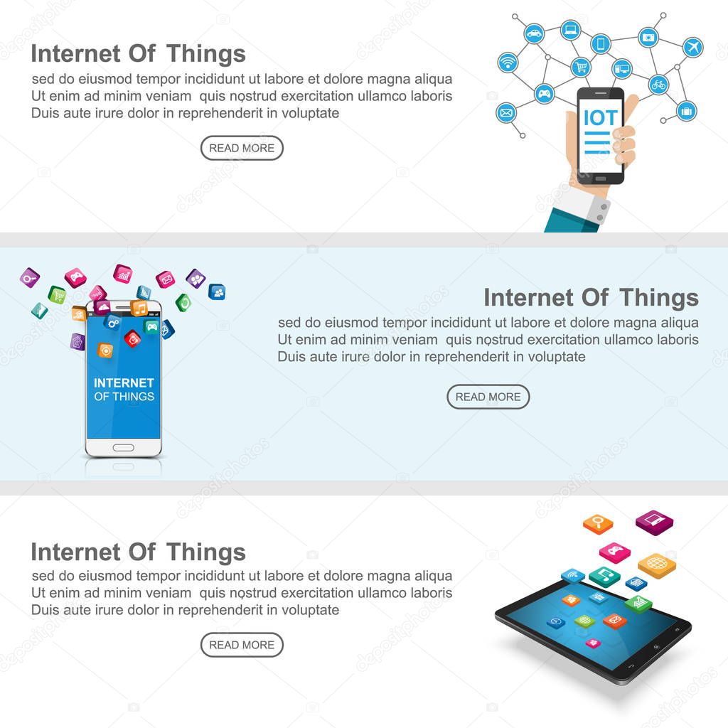 Set of web banners Internet of Things. Internet of things concept. Internet of things banners.