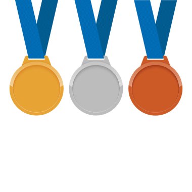 Altın, gümüş ve bronz medals.vector kümesi