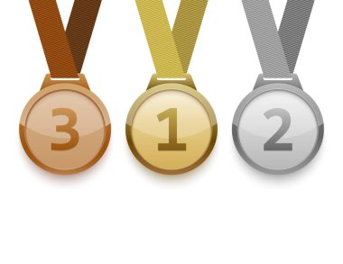 Altın, gümüş ve bronz medals.vector kümesi