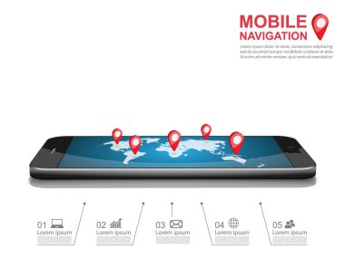 Smartphone gps navigasyon simge. Vektör çizim