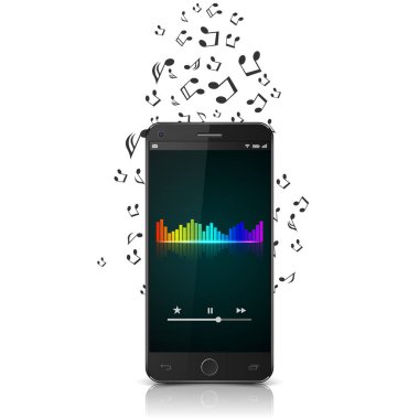 Smartphone ile müzik notes.vector