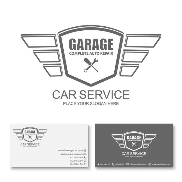Plantilla de tarjeta de visita de servicio de coche, logotipo de servicio de coche, vector — Archivo Imágenes Vectoriales