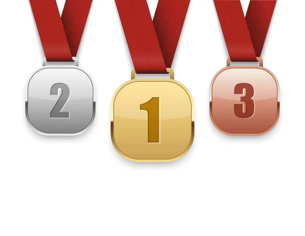 Conjunto de ouro, prata e bronze medals.vector —  Vetores de Stock