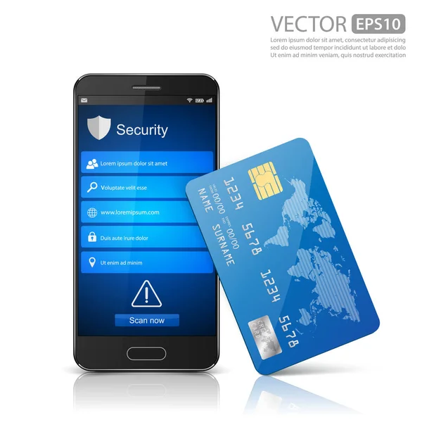 Smartphone móvel moderno com cartão de crédito.vector —  Vetores de Stock
