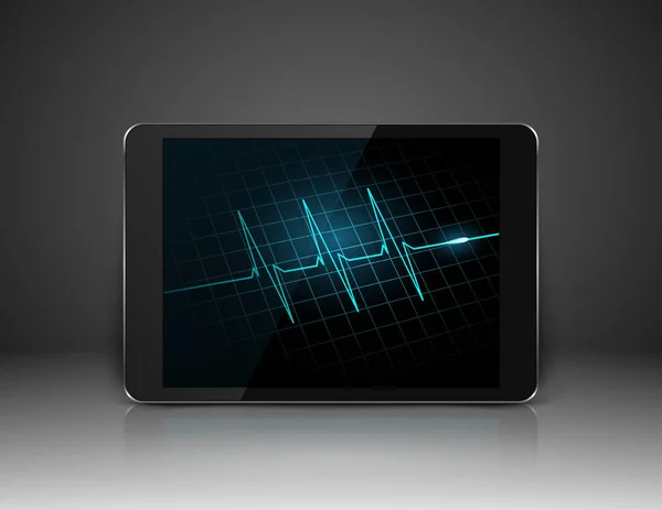 Tablet with heart sign on screen,vector — Stock Vector