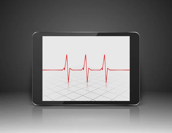 Tablette avec signe cardiaque à l'écran, vecteur — Image vectorielle