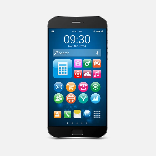 Smartphone com aplicação icons.vector —  Vetores de Stock