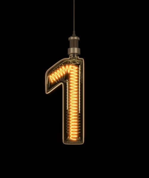 Number 1, Alphabet made of light bulb. — Stock Photo, Image