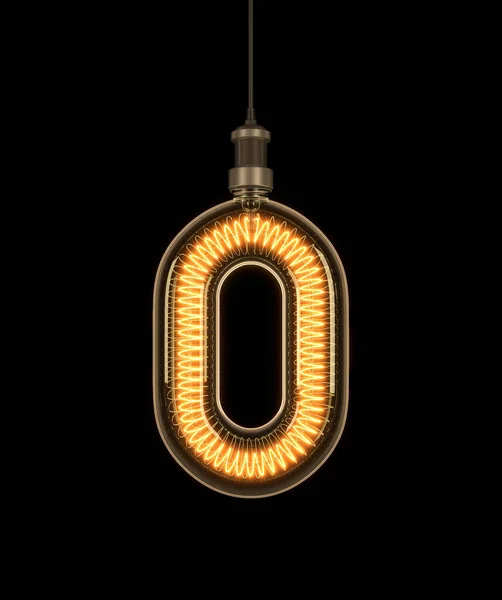 Número 0, alfabeto feito de lâmpada . — Fotografia de Stock