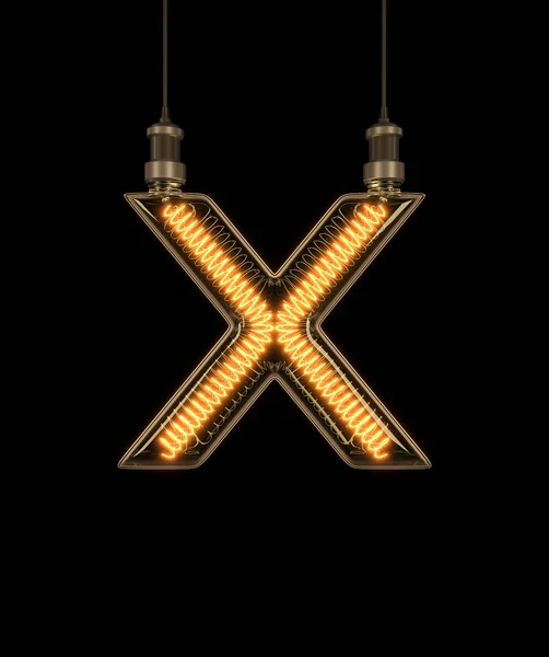 Alfabeto X feito de lâmpada. Ilustração 3D — Fotografia de Stock