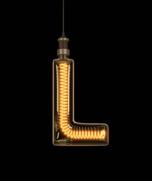 Алфавит L из лампочки. 3D иллюстрация — стоковое фото