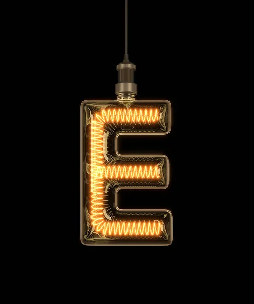 Алфавит Е из лампочки . — стоковое фото