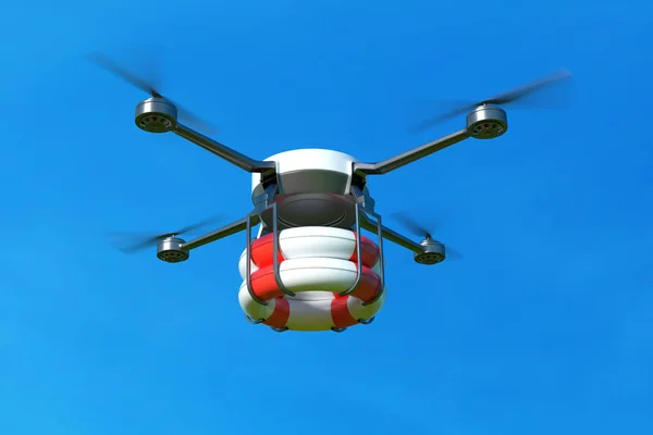 Rescue Drone Lifebuoy Blue Sky Illustration — Stock Photo, Image